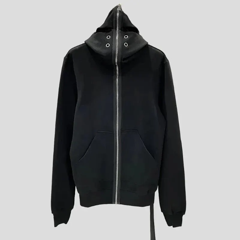 Black Hoodie Shark Zip-up Cotton for Men Maxct