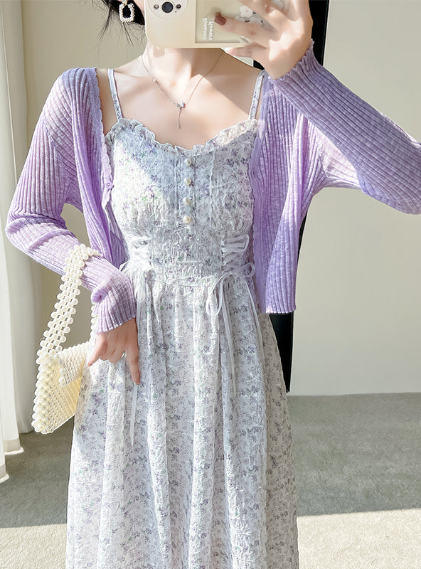 May Flowers Lace Up Cami Dress Maxct