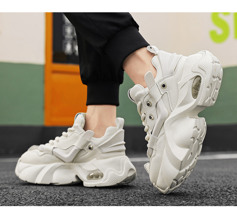 Casual Chunky Sports White Platform Sneakers for Men