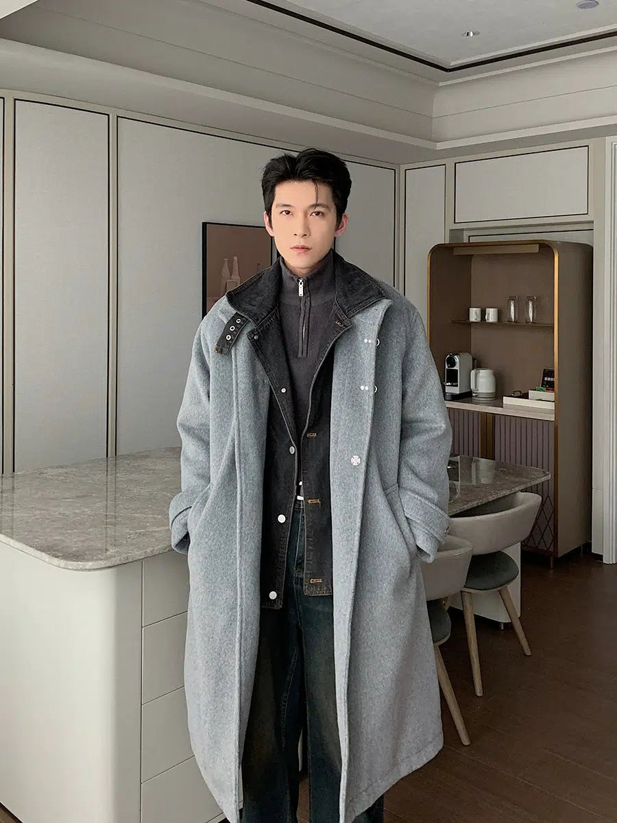 Maxct Two-piece Denim Woolen Coat