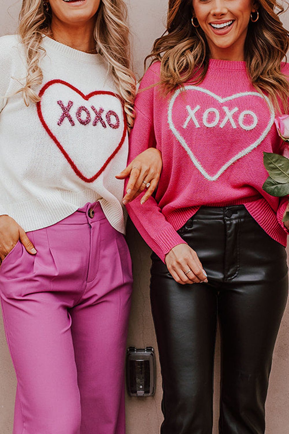 Maxct &XOXO Round Neck Drop Shoulder Sweater