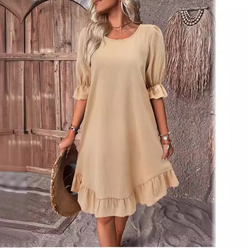 Ruffle Sleeve Swing Midi Dress Maxct