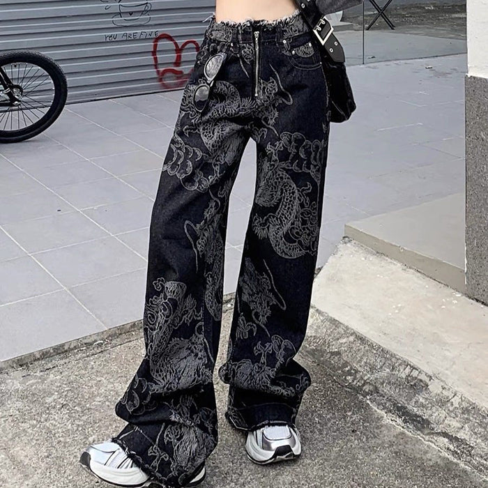 Japanese Dragon Aesthetic Jeans Maxct