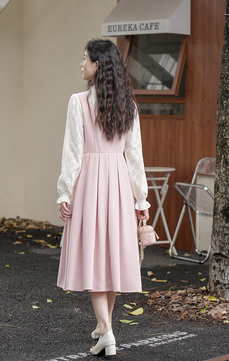 Floral Lace Twofer Midi Dress Maxct