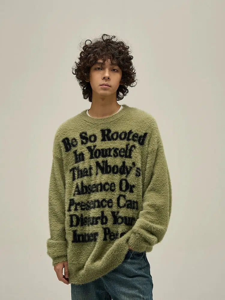 Maxct Letter Printed Furry Sweater