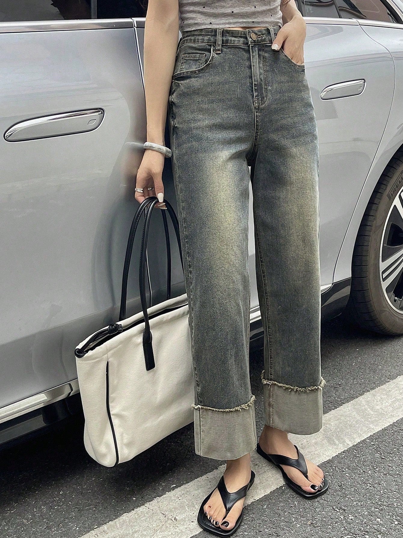 Maxct Women Loose-Fit Straight-Leg Denim Pants With Pockets For Daily Casual Wear