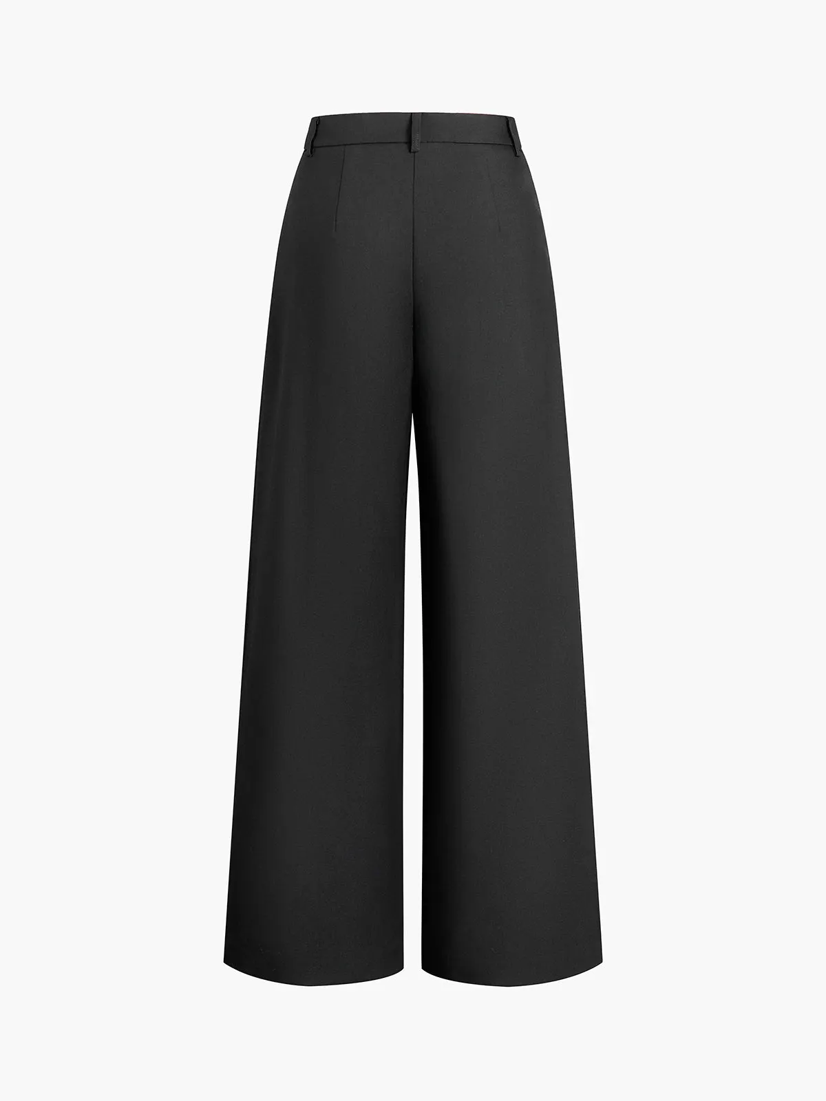 Maxct Solid Wide Leg Pants Without Belt