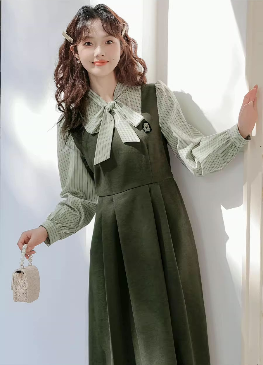 Stripe Academia Twofer Midi Dress Maxct