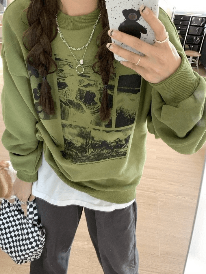 Maxct Landscape Print Crew Sweatshirt