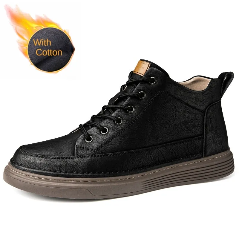 Leather Motorcycle Oxford Boots for Men Maxct