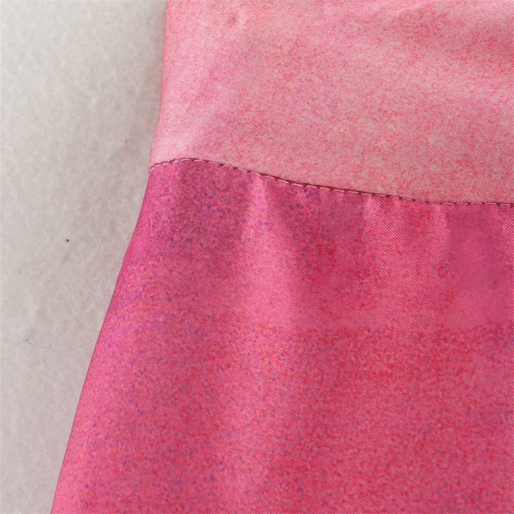 Autumn New Product Women's Fashion Silk Texture Tie Dyeing Printed Shirt High Waist Wide Leg Pants Set
