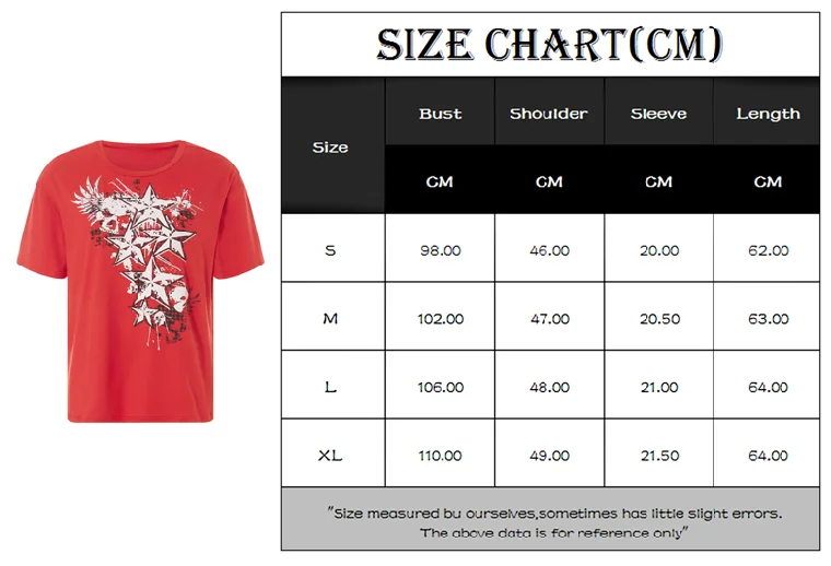 Y2K Vintage Cyber Graphic T-shirt Halloween Retro Grunge Star Print Pullovers Tops Japanese Style Emo Short Sleeve Baggy Tees