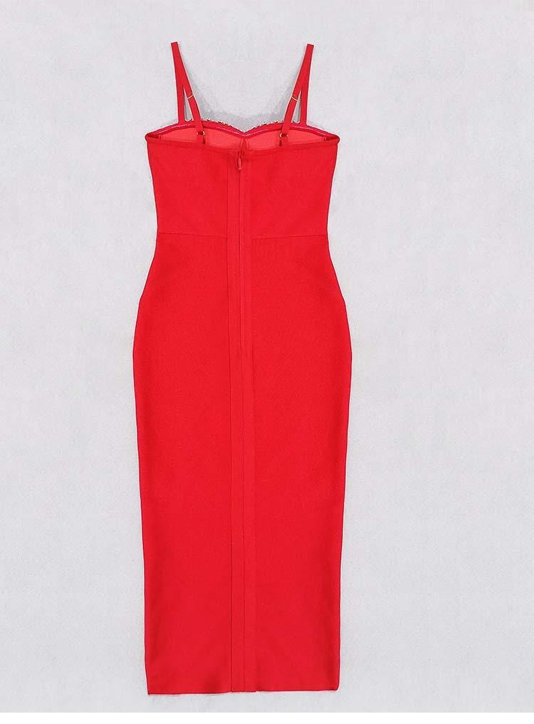 Maxct Women's Bandage Thai Strap Rhinestone Split Bandage Dress Sexy Banquet Dress - Image 26