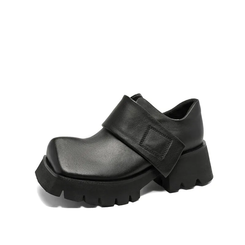 Square Toe Touch-strap Chunky Derby Shoes Maxct