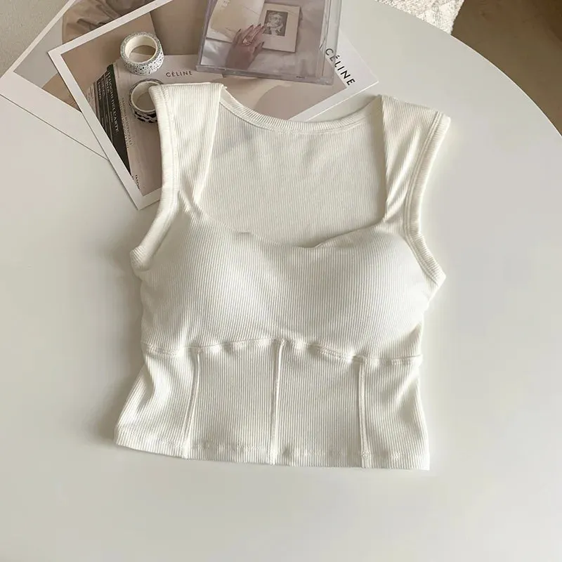 Maxct &Corduroy Square Neck Crop Top