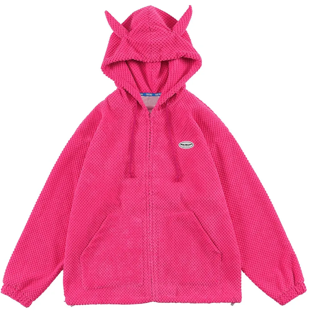 Mystical Green Hoodie Unisex with Demon Horns Maxct