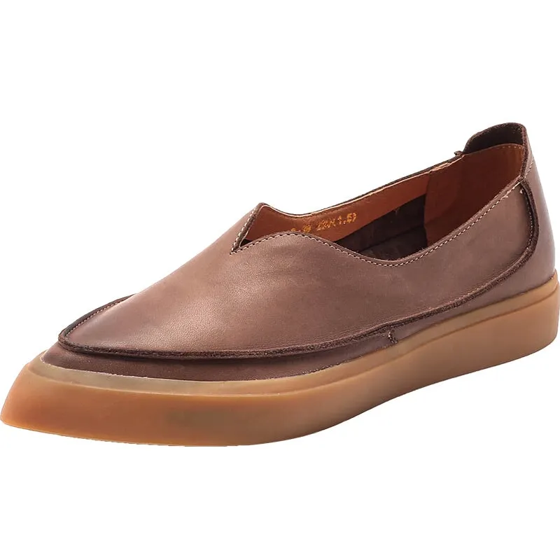 Witch Style Point Toe Calfskin Flat Loafers Maxct