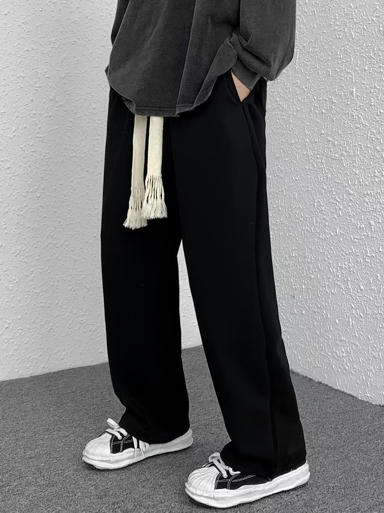 Maxct Men's Waist Drawstring Straight Leg Pants, Autumn And Winter Sports Pants For Leisure Activities