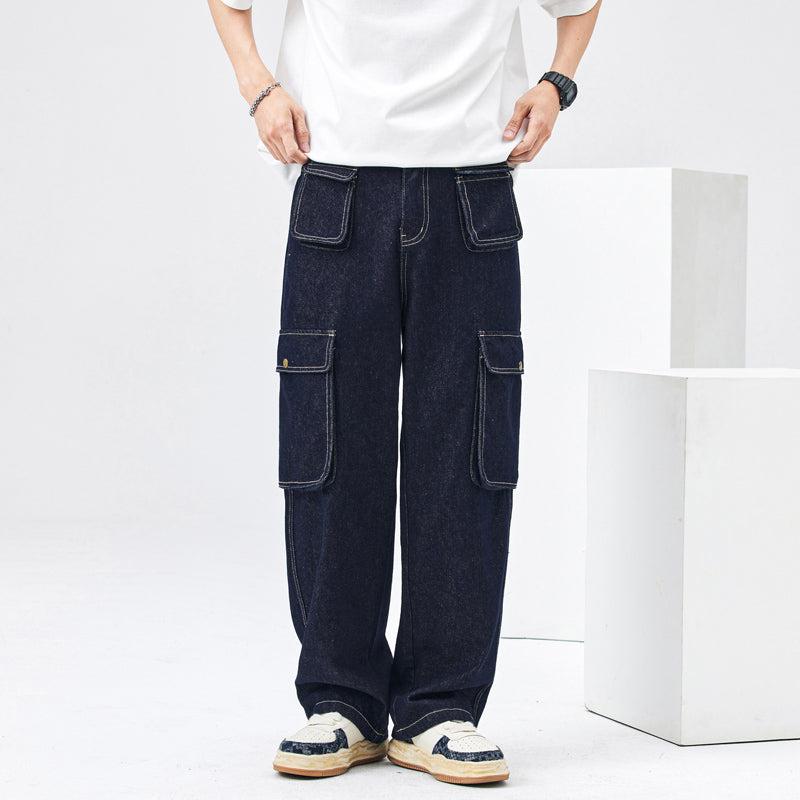 Maxct Elastic Waist Cargo Pocket Jeans Pants