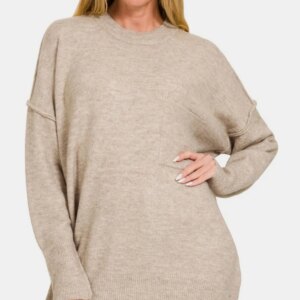 Maxct &Zenana High-Low Hem Drop Shoulder Sweater