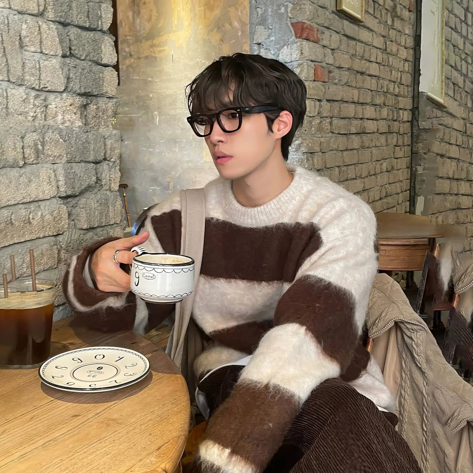 Maxct Brown Striped Furry Sweater