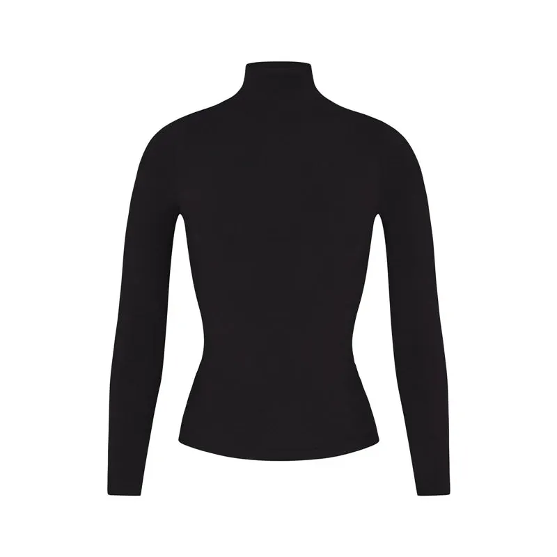 Maxct Solid Color Slim Fit T-shirt Women Spring Autumn Basic Crop Tops Casual Long Sleeve High Neck Female Fashion Tees Clothes