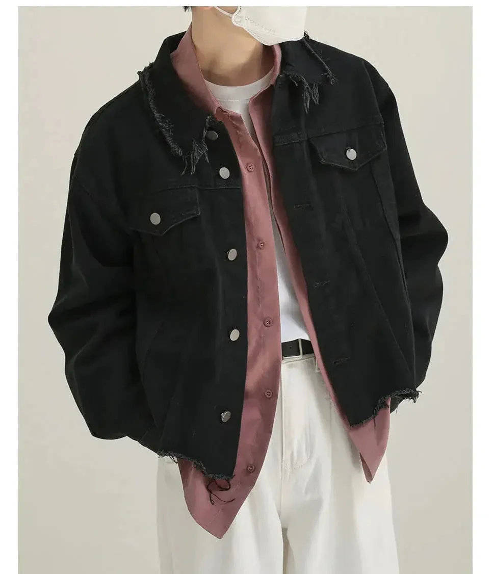 Maxct Short Raw Edge Denim Jacket