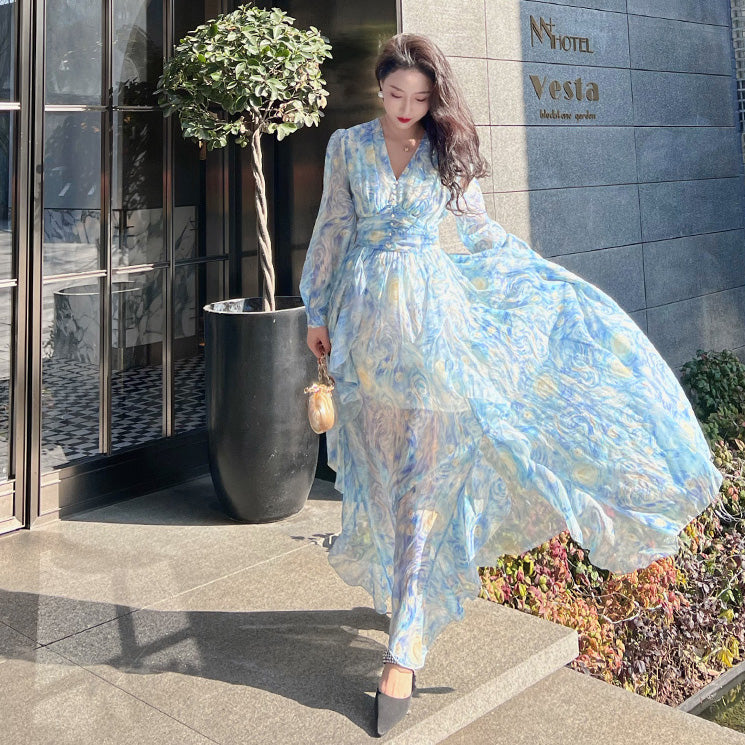 Starry Nights Ruffle Maxi Dress Maxct