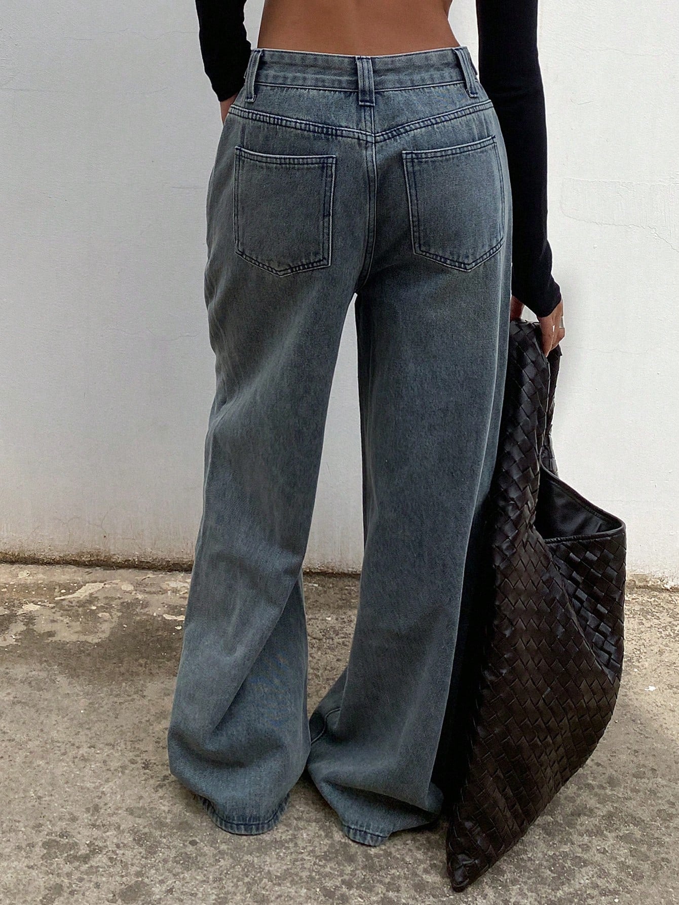 Maxct Ladies' Flared Jeans, Vintage Washed Denim Wide Leg Pants