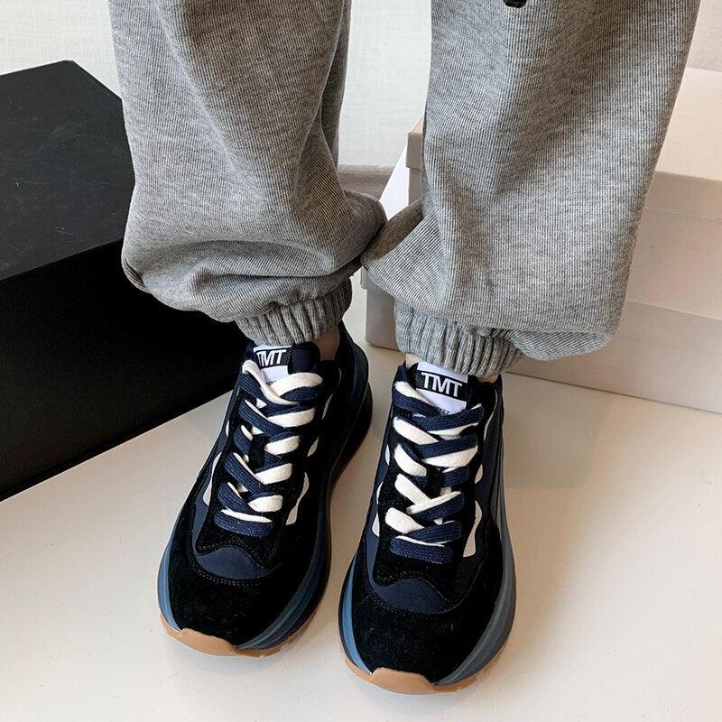 Platform Leather Sneakers for Women Maxct