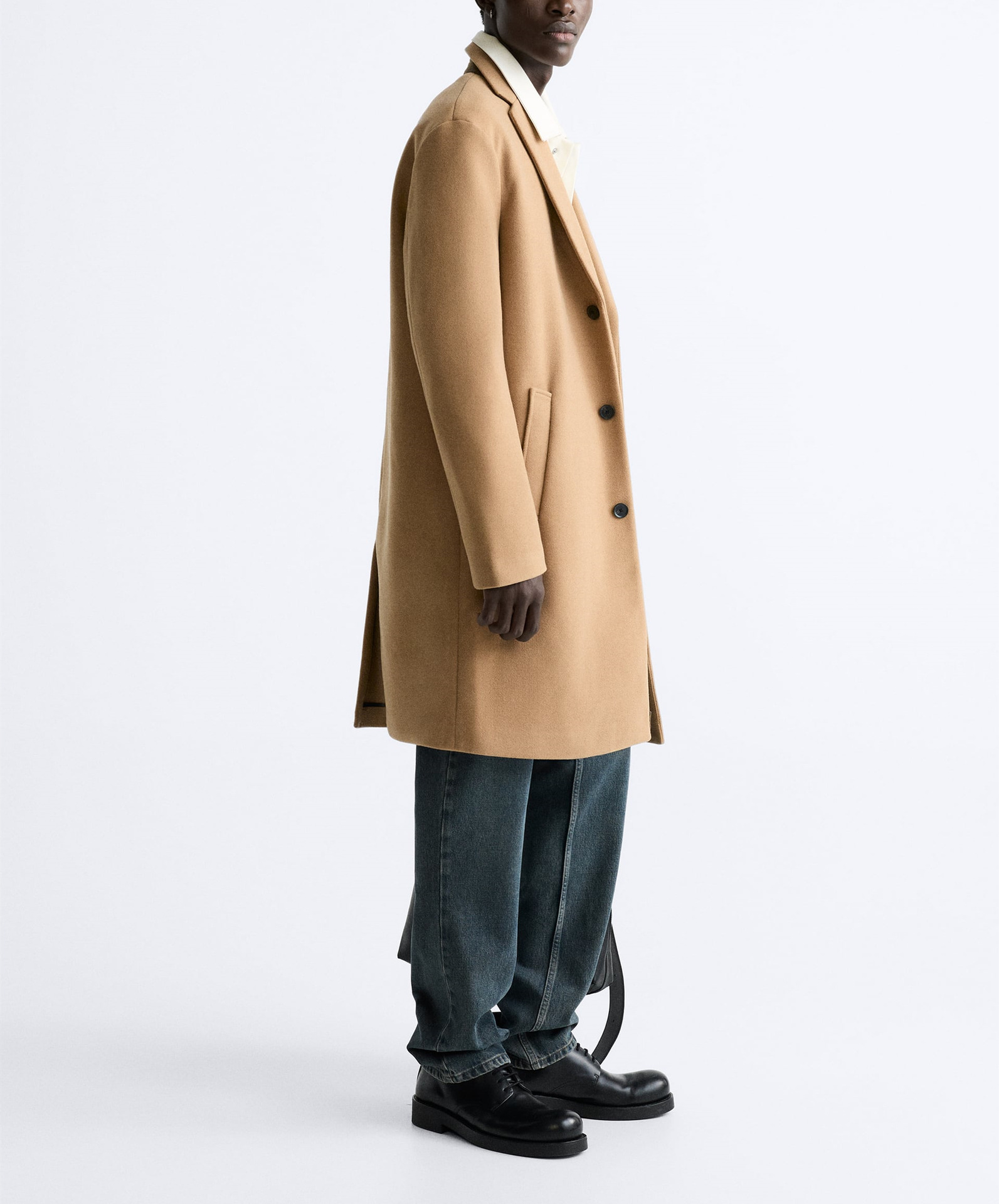 &NEW TPQ Men's Woolen Mid-Length Coat