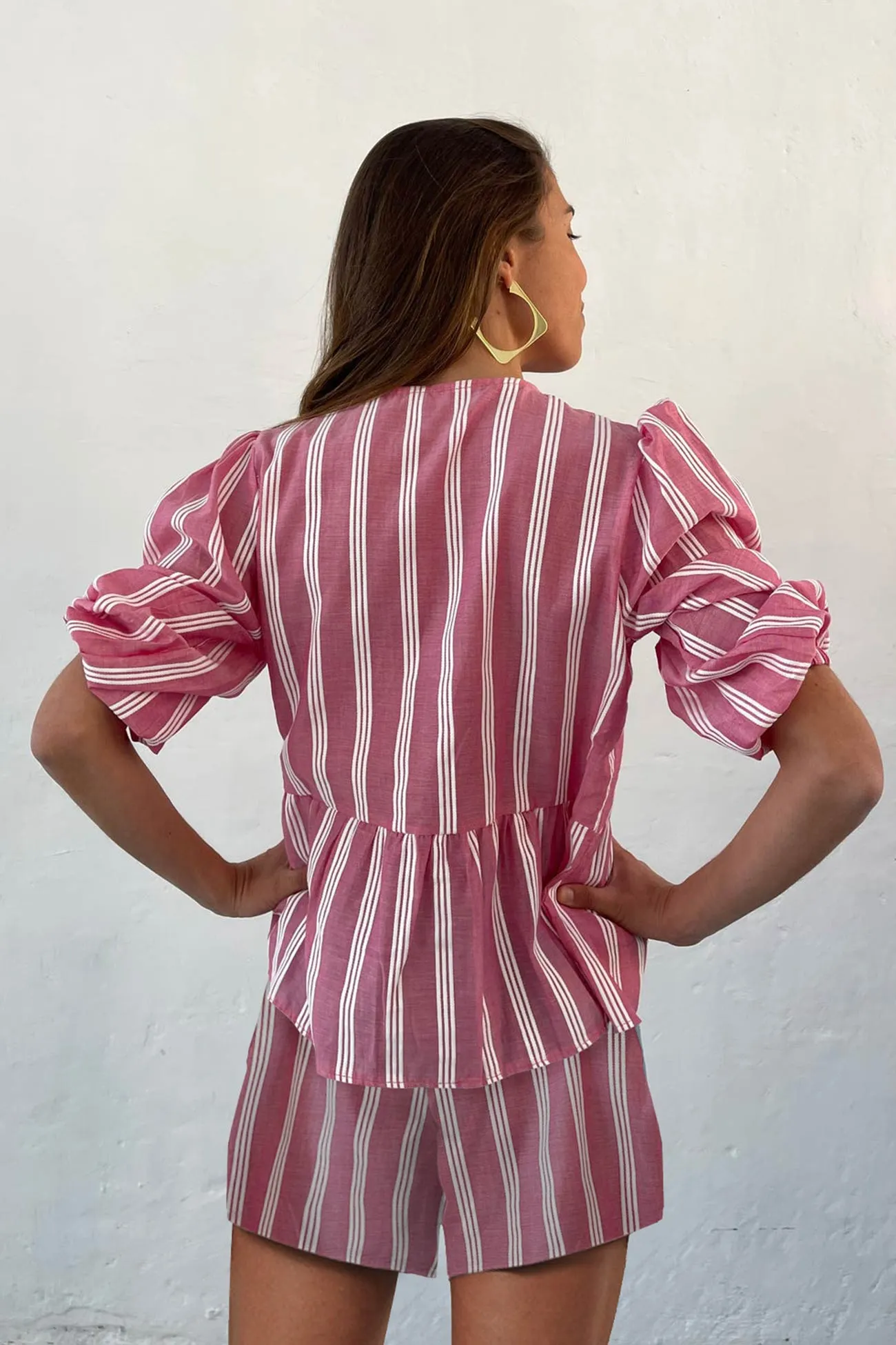 Maxct Contrast Striped Tie-up Blouse Suits