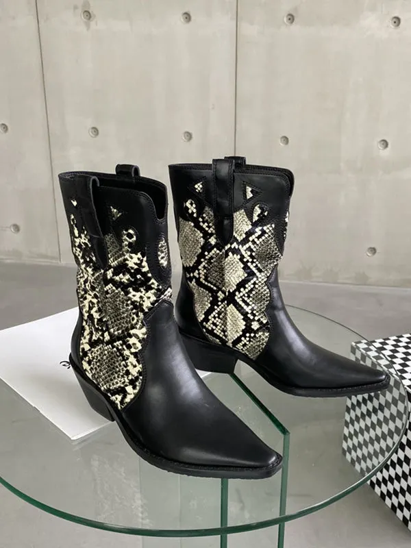 Totem Cowboy Boots Pointed Toe Motorcycle Boots Maxct