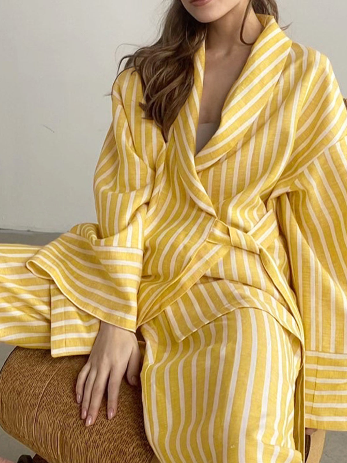 Maxct Oversized Knotted Striped Pants Set