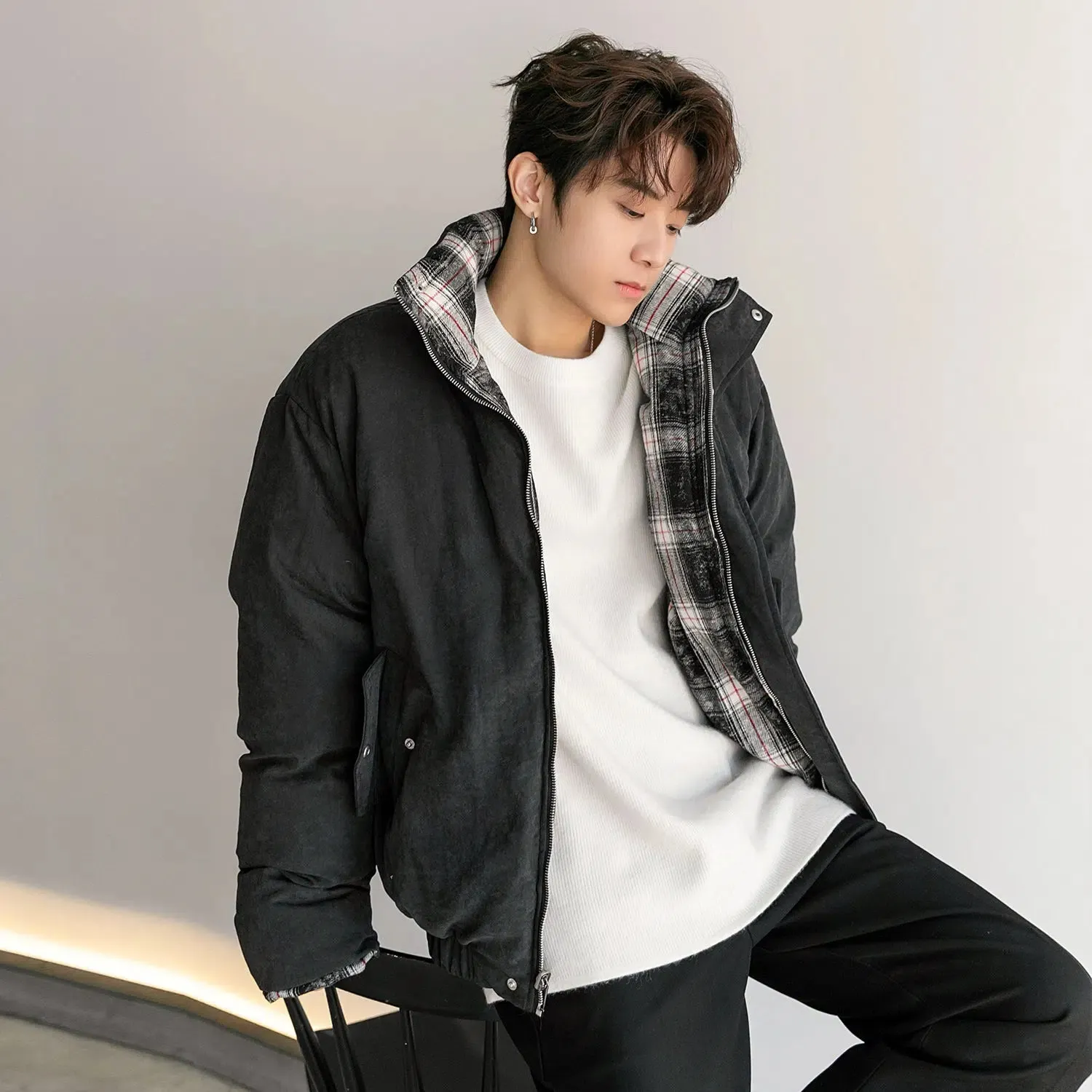 Maxct Double-Side Plaid Cotton Jacket