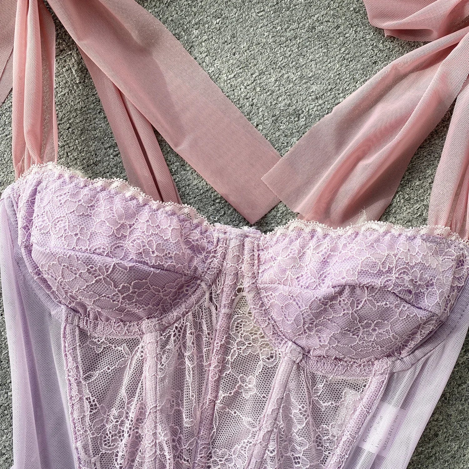 Maxct &Soft Girl Sheer Lace Corset Top