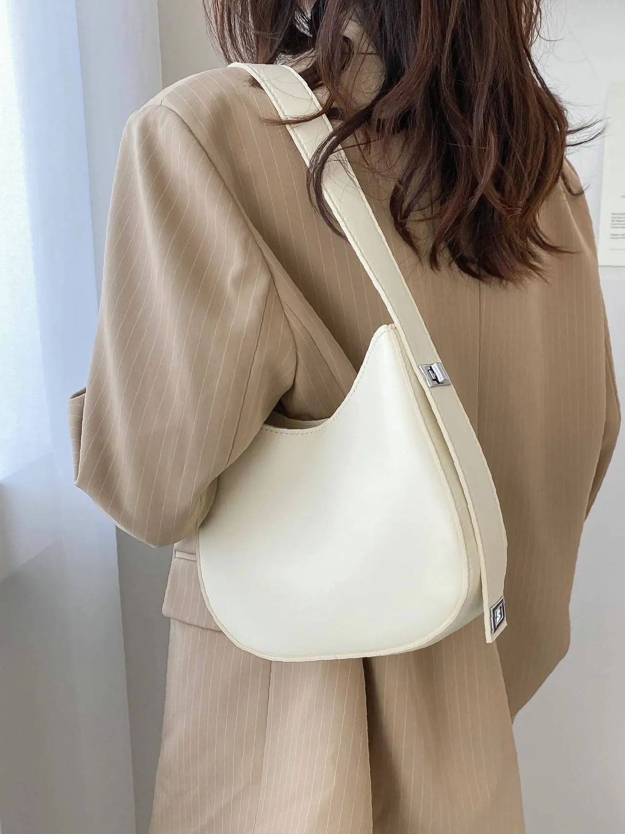 Bag For Love - Minimalist Metal Decor Baguette Bag  - Women Maxct Bags