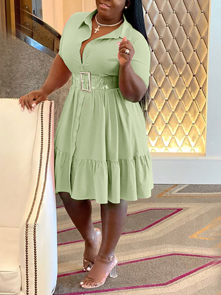 Casual Solid Button Shirt Dresses Maxct