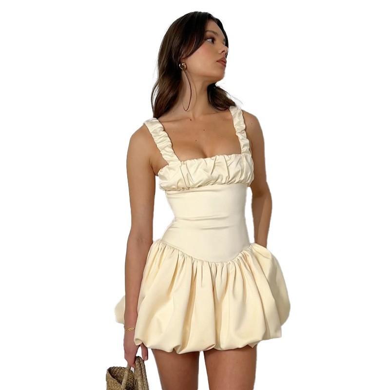 Maxct Spring 2024 New Suspender Skirt Style French Fashion Pleated Puffy Dress
