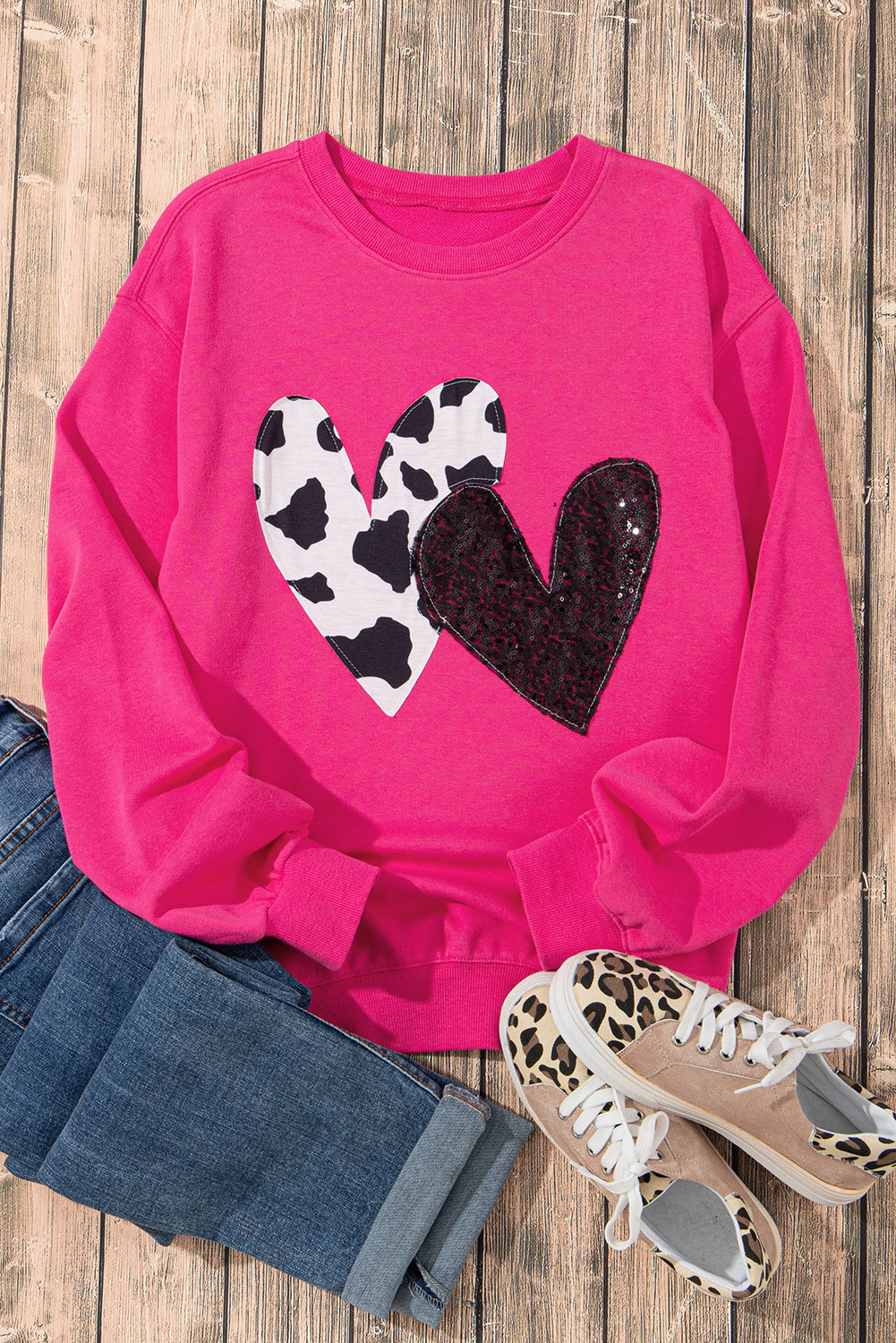 Maxct &Heart Patch Long Sleeve Sweatshirt