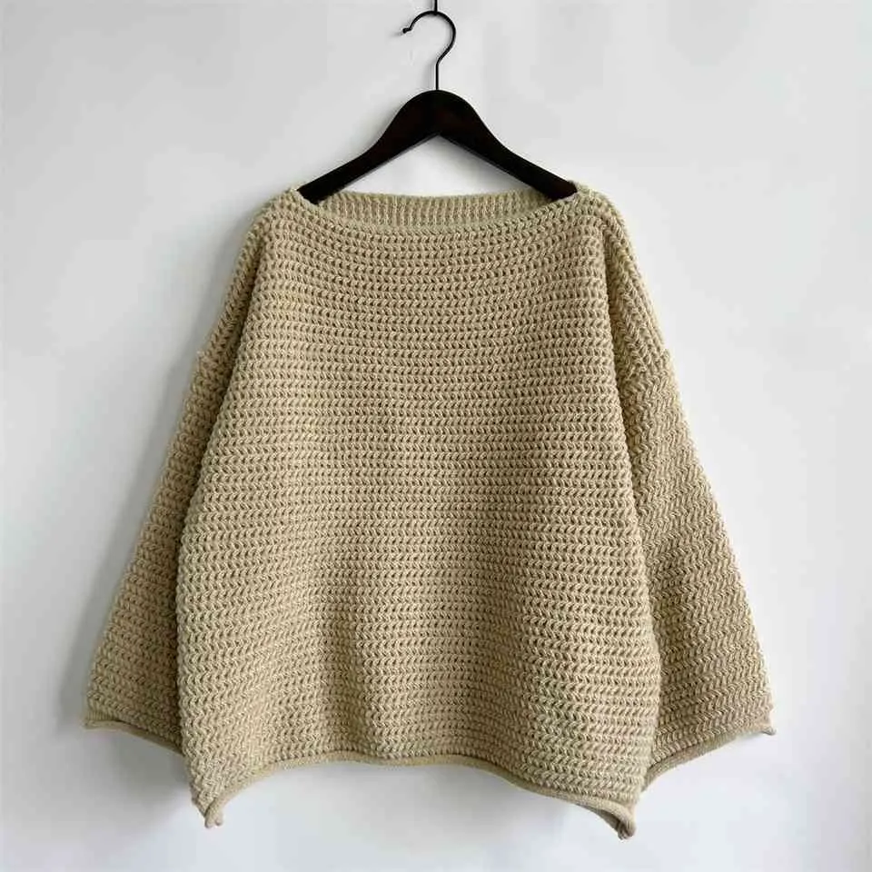 Maxct &Openwork Boat Neck Long Sleeve Sweater