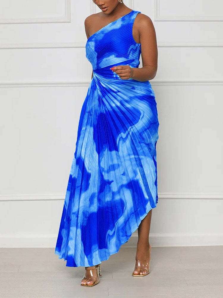 One Shoulder Pleated Dress Maxct