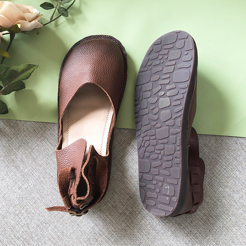 Middle English Handmade Flat Mary Jane Round Toe Retro Sandals Maxct