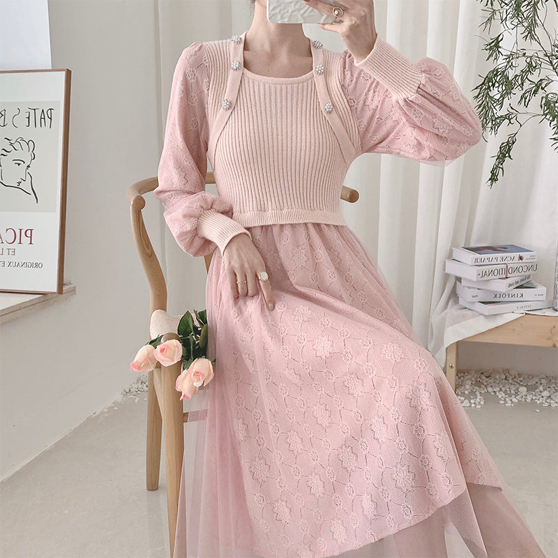 Lace Knit Sweater Dress Maxct