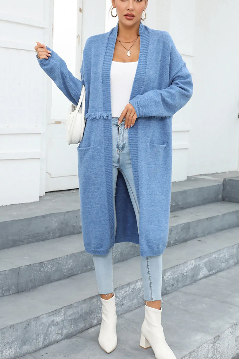 Maxct &Open Front Pocketed Cardigan