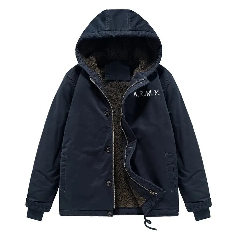 Maxct &Men's Fleece & Cashmere Lined ARMY Bomber Jacket