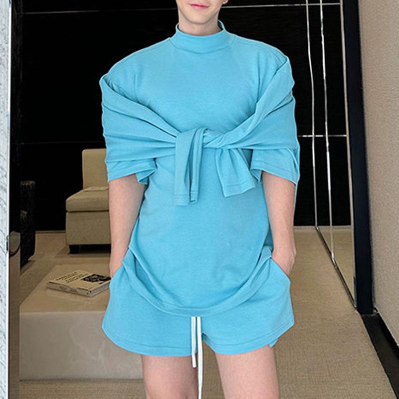 Maxct Multi-sleeve Sweatshirt and Shorts Two-piece Set