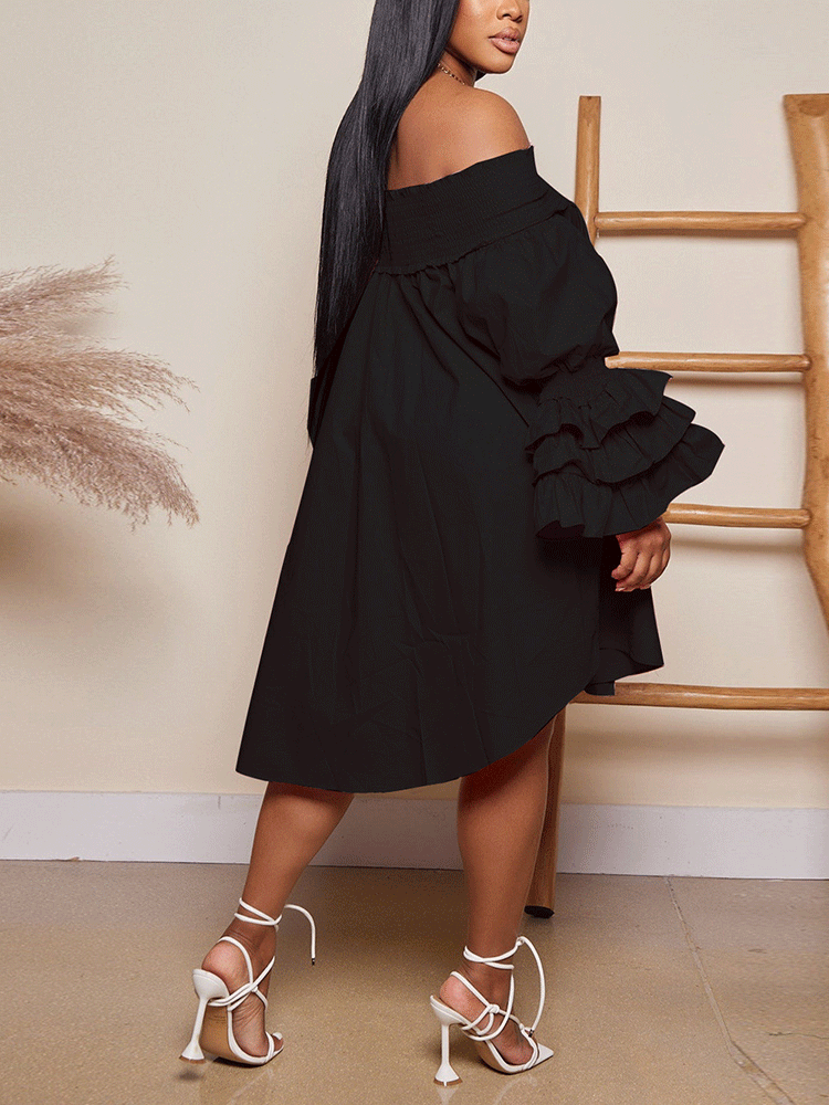 Puff Sleeve Off Shoulder Mini Dress Maxct