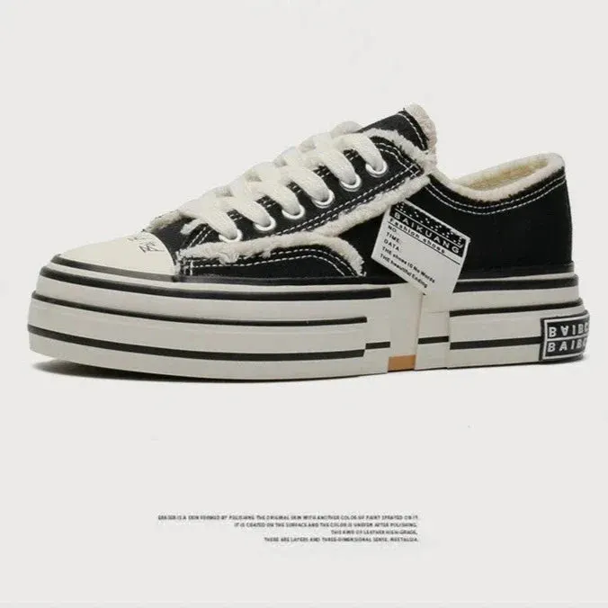 Unisex Chunky Sneakers - Thick Sole, Low Top, Vulcanized Maxct