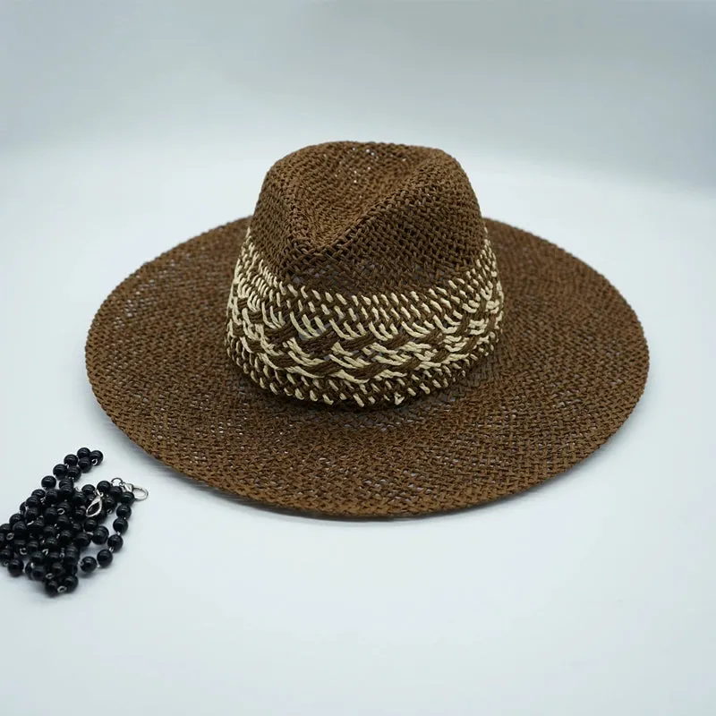 Maxct Straw Hat Japanese Style Black Brown Panama Women's Beach Big Brim
